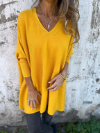 Batwing Sleeve Cashmere V-Neck Oversized Sweater