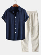 Linen Two-Piece Shirt and Trouser Set