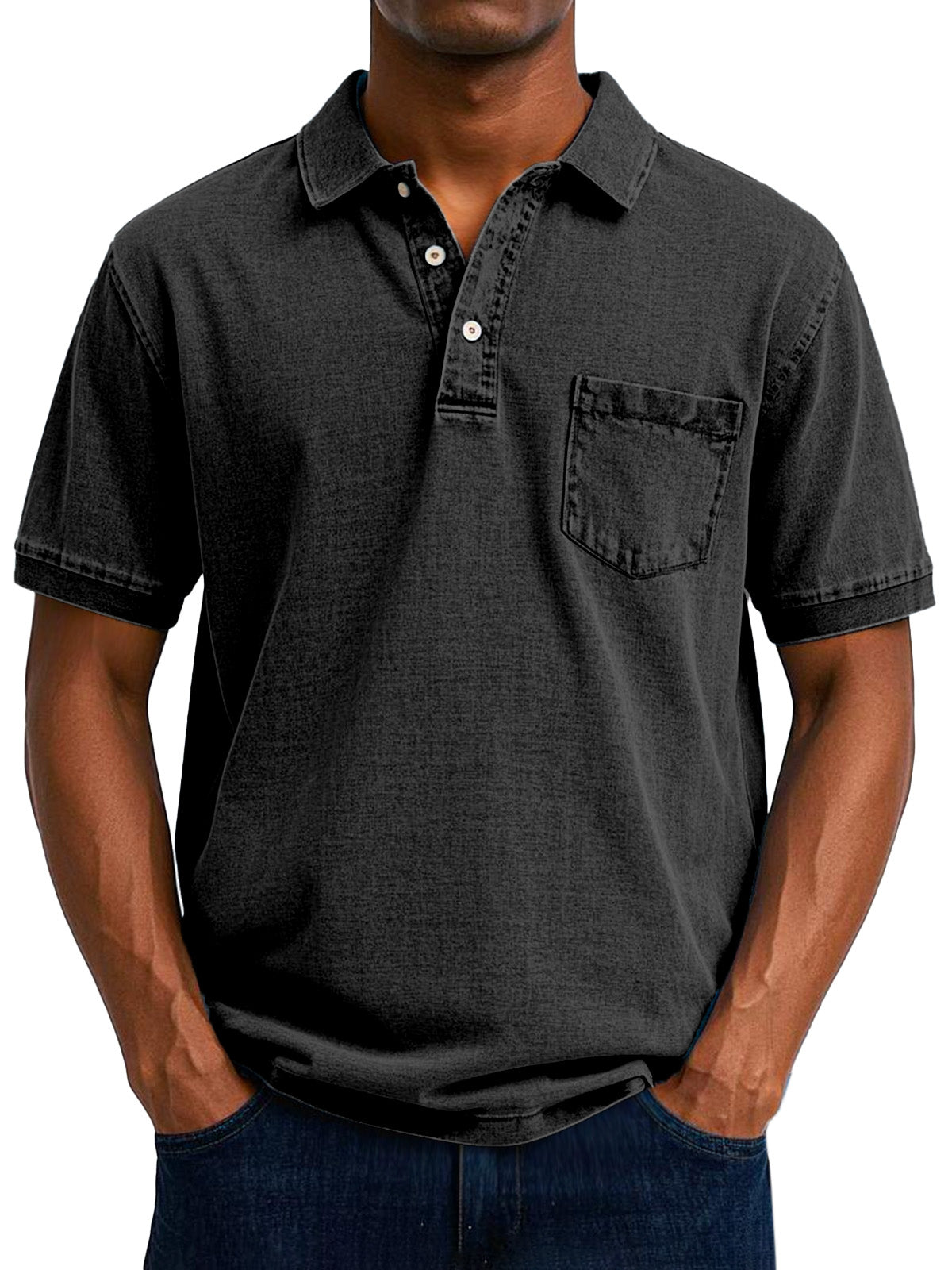 Relaxed Fit Vintage Wash Polo Shirt Men