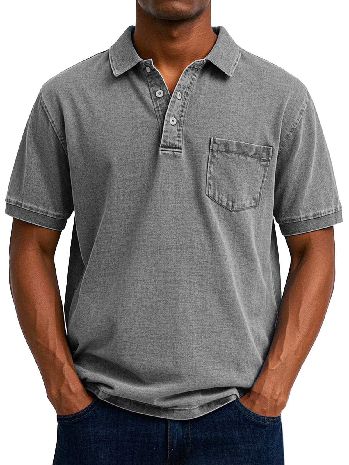 Relaxed Fit Vintage Wash Polo Shirt Men