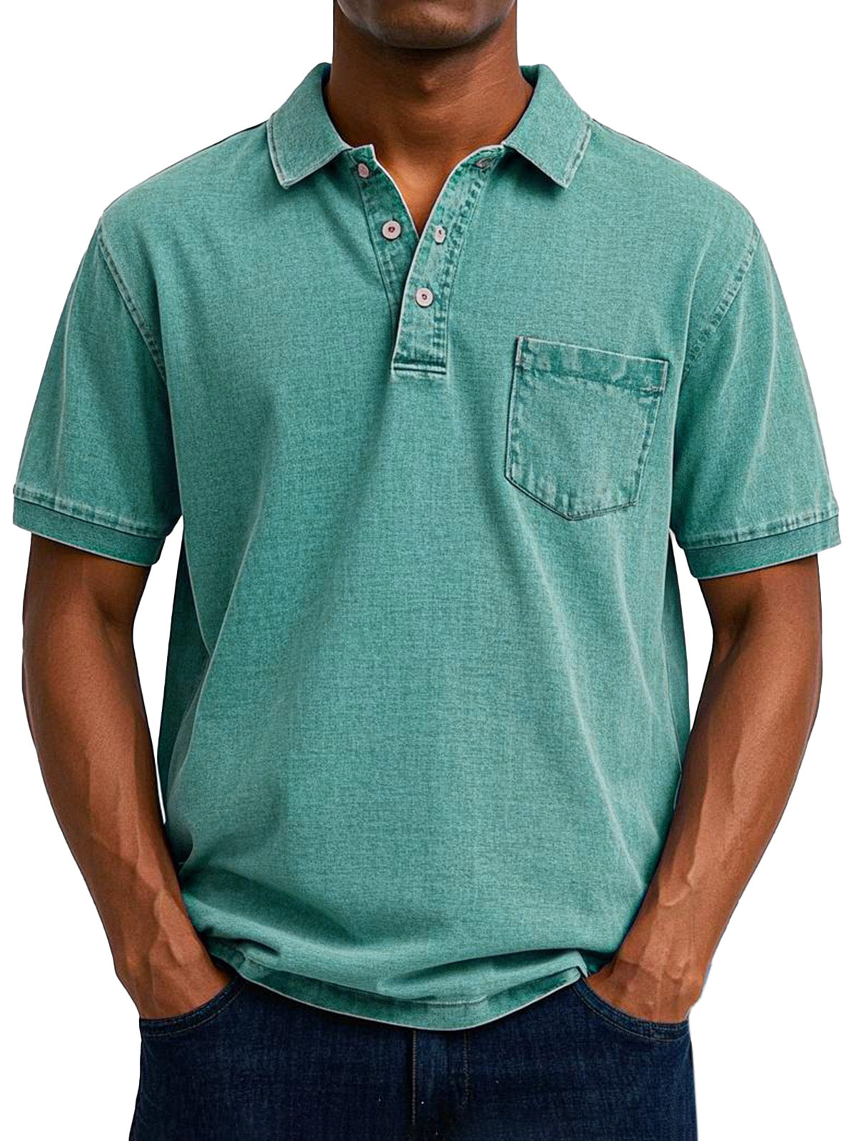 Relaxed Fit Vintage Wash Polo Shirt Men