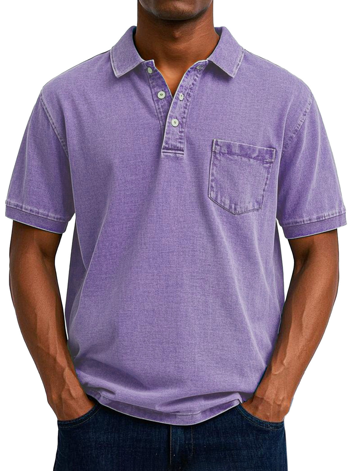 Relaxed Fit Vintage Wash Polo Shirt Men