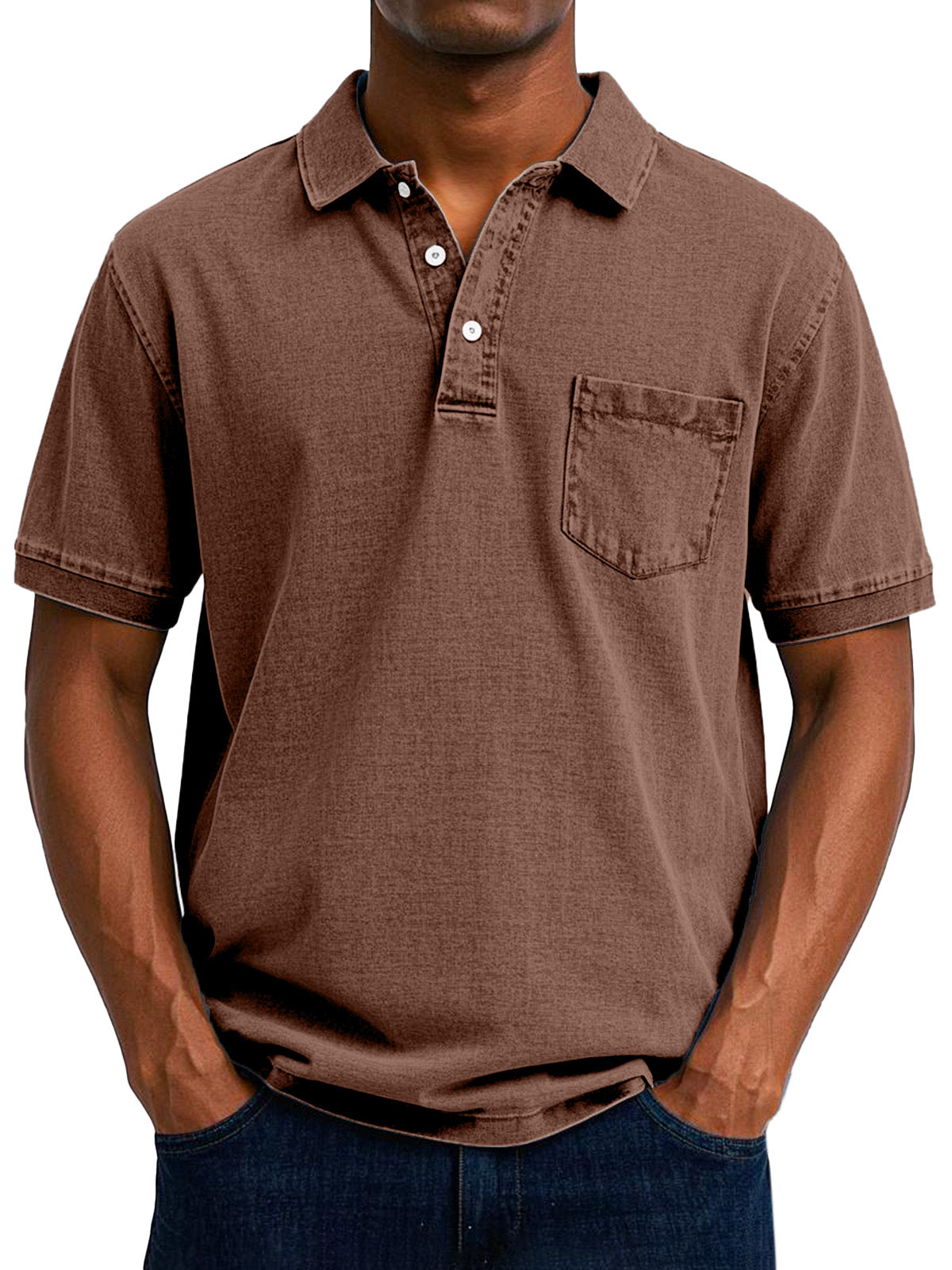 Relaxed Fit Vintage Wash Polo Shirt Men