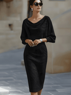 Ribbed Draped Midi Dress