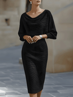 Ribbed Draped Midi Dress