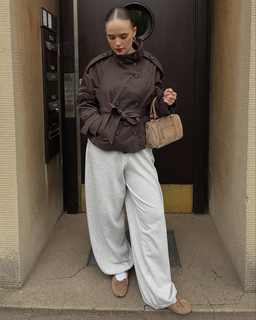 Cropped boxy trench coat