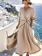 Short Sleeve Maxi Dress with Twist Waist