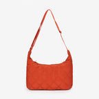 Women's chic quilted puffer shoulder bag in orange