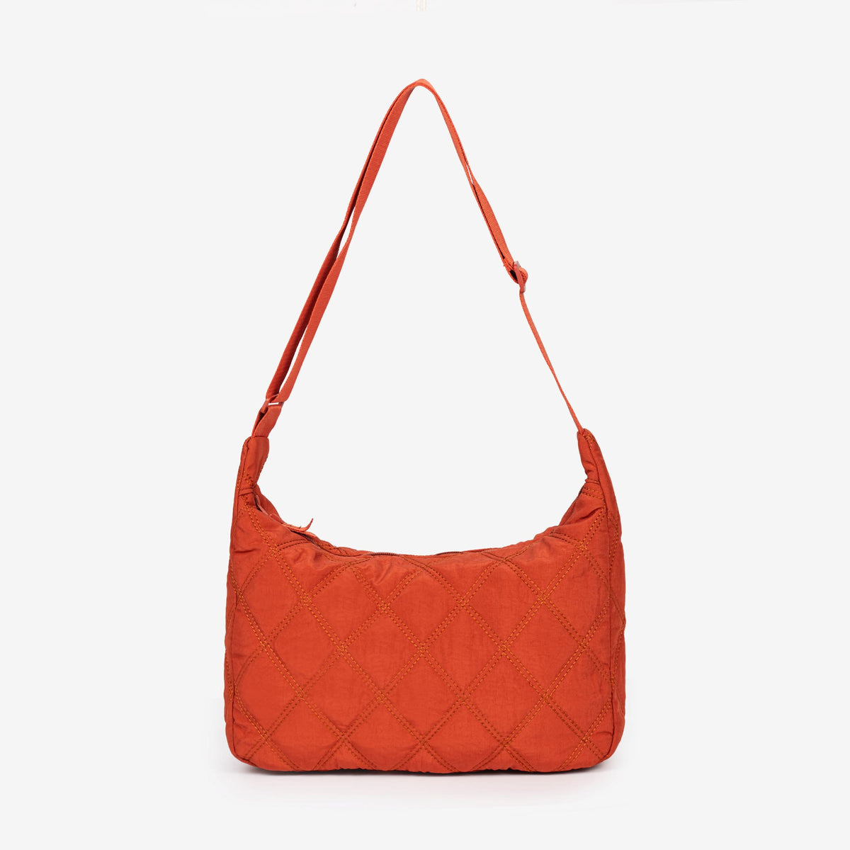 Women's chic quilted puffer shoulder bag in orange