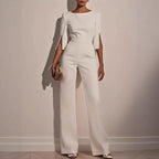 Wide-Leg Jumpsuit with Pearls