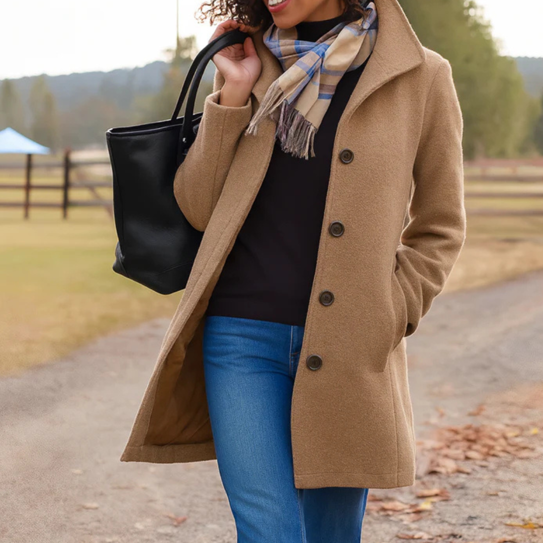 Classic Long Coat with Button Placket