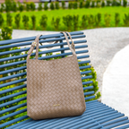 Vegan leather shoulder tote bag