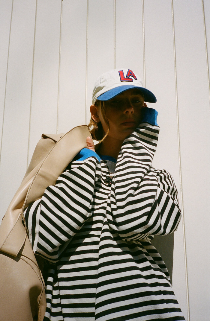 Oversized Striped Crewneck Sweatshirt