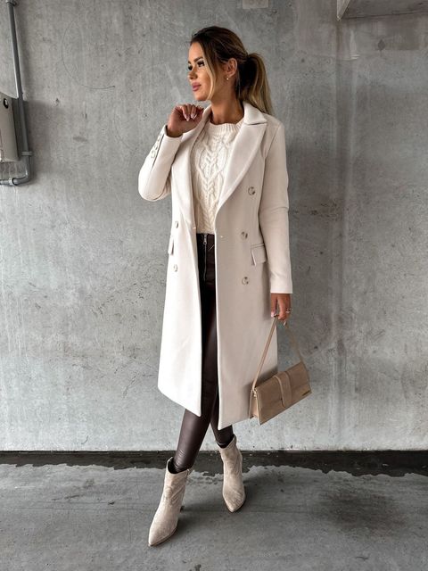 Women's Double-Breasted Cashmere Blend Longline Coat