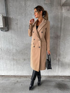 Women's Double-Breasted Cashmere Blend Longline Coat
