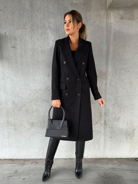 Women's Double-Breasted Cashmere Blend Longline Coat