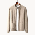 Cashmere cardigan sweater with ribbed cuffs