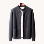 Cashmere cardigan sweater with ribbed cuffs