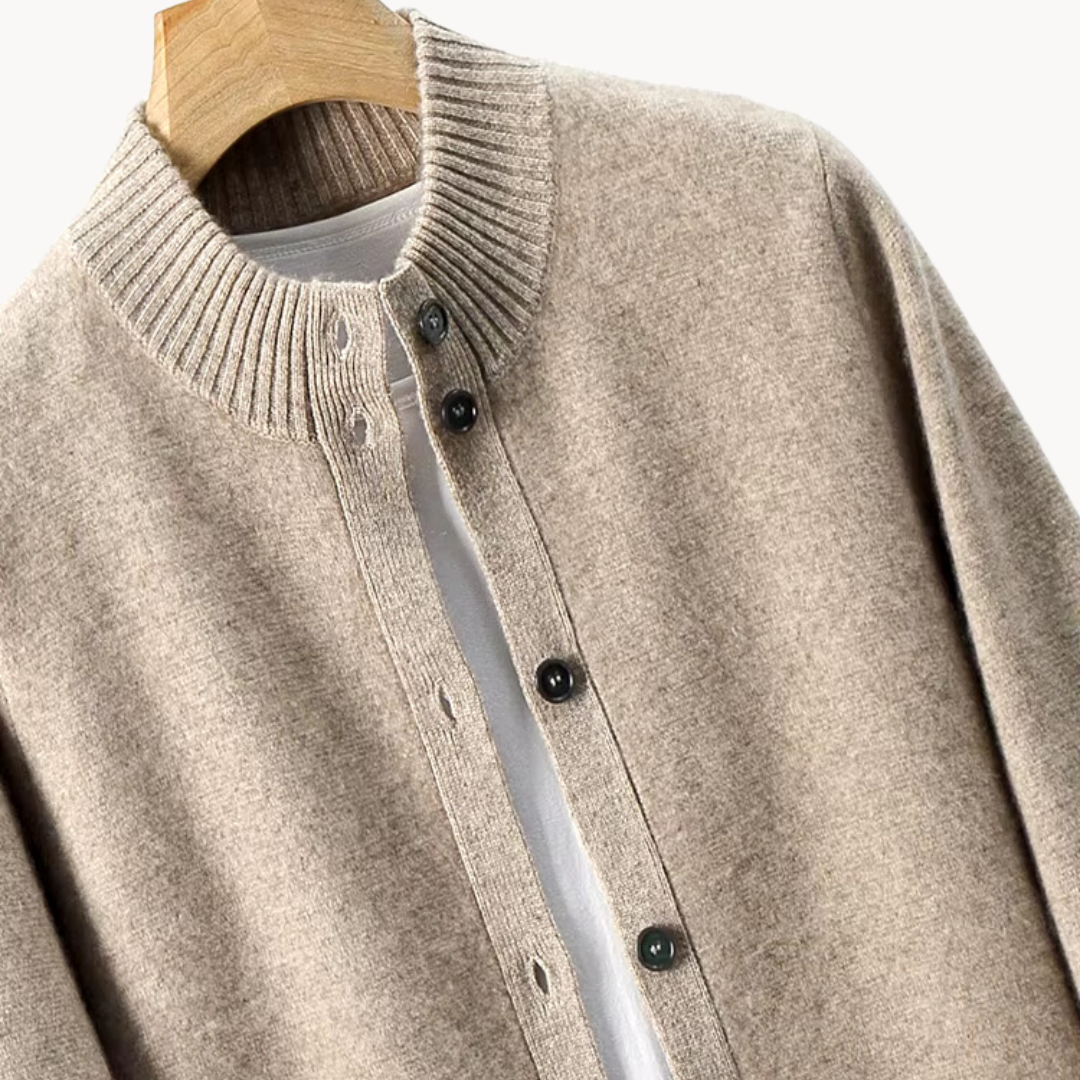 Cashmere cardigan sweater with ribbed cuffs
