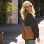 Vegan leather shoulder tote bag