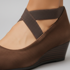 Closed Toe Wedge Shoes with Elastic Straps