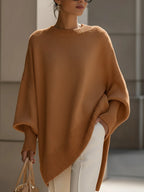 Women's Oversized Wool Blend Crew-Neck Pullover Sweater