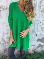 Batwing Sleeve Cashmere V-Neck Oversized Sweater