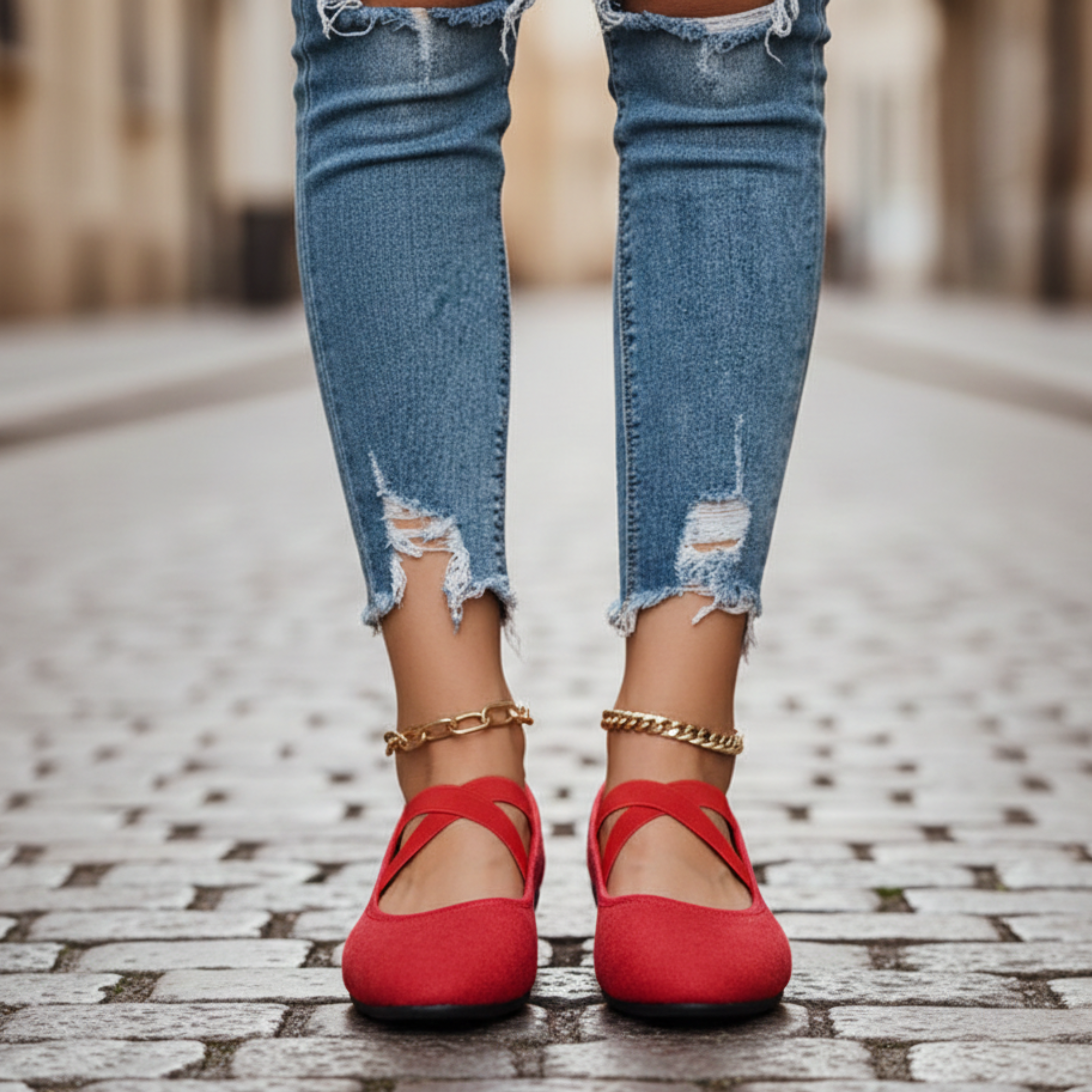 Closed Toe Wedge Shoes with Elastic Straps