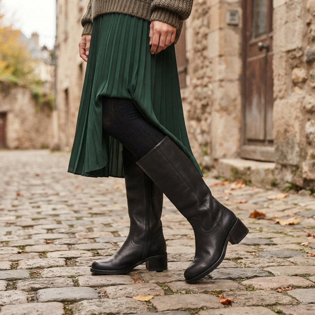 Orthopedic knee high leather boots