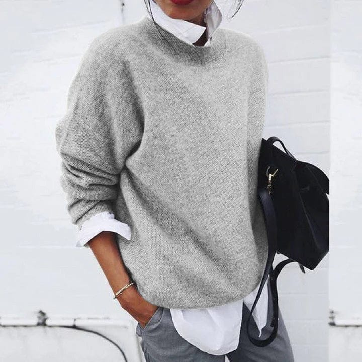 Cashmere Knit Pullover with Mock Collar