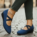 Closed Toe Wedge Shoes with Elastic Straps