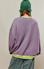 Oversized Striped Crewneck Sweatshirt