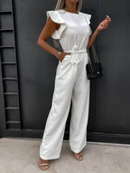 Wide-Leg Jumpsuit Butterfly Sleeves