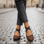 Closed Toe Wedge Shoes with Elastic Straps