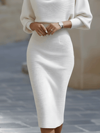 Ribbed Draped Midi Dress