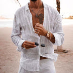 Relaxed Fit Linen Blend Solid Button Shirt