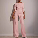 Wide-Leg Jumpsuit with Pearls
