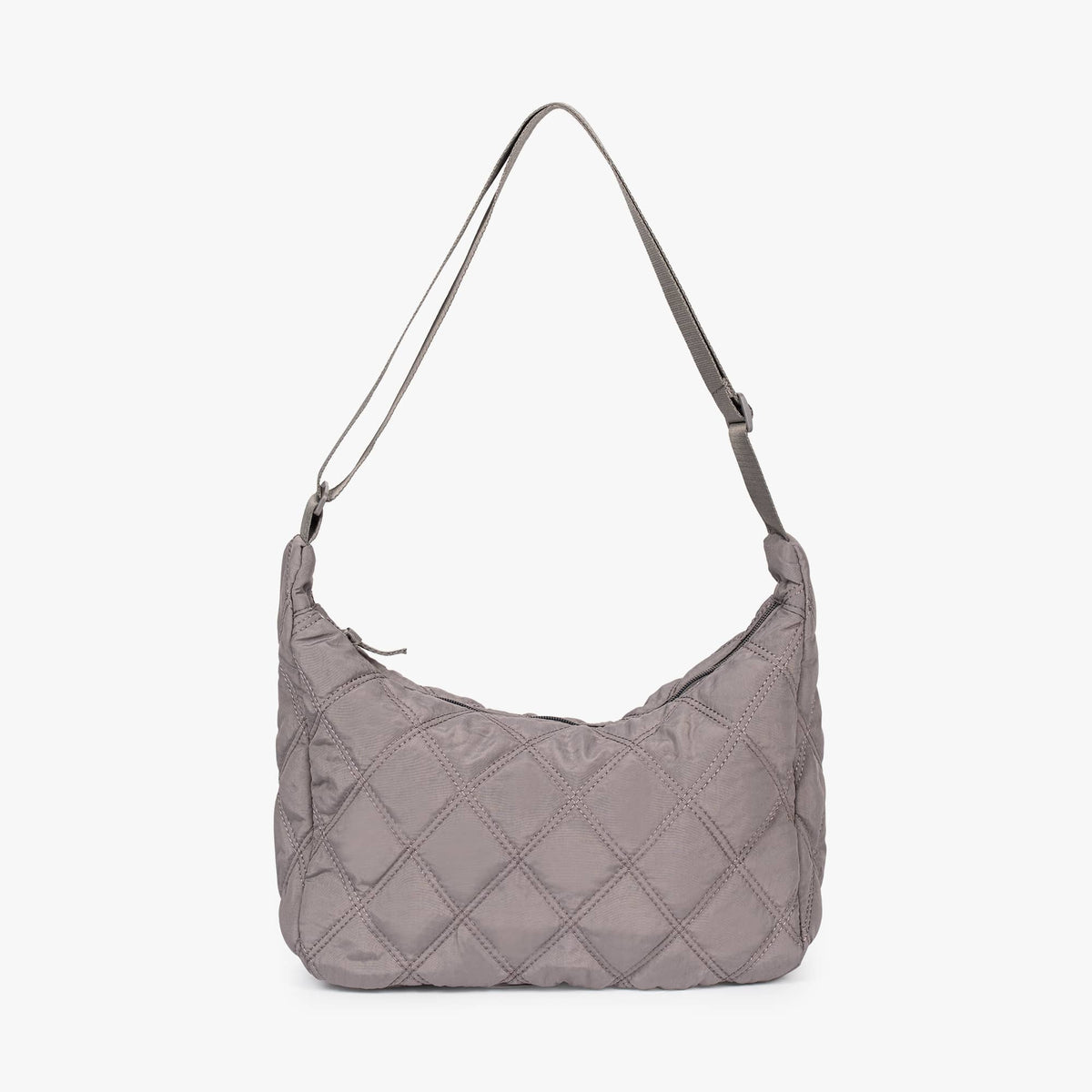 Women's chic quilted puffer shoulder bag in grey