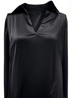 Draped neck long sleeve blouse