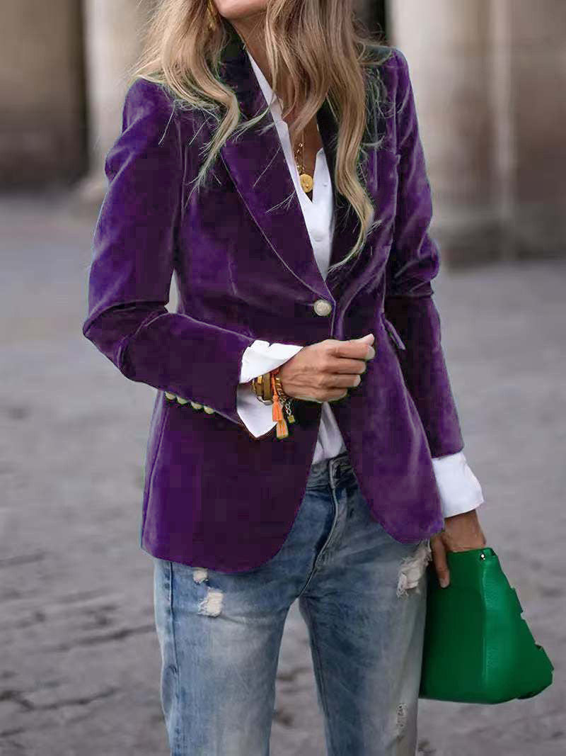 Women's Fitted Velvet Blazer