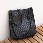 Vegan leather shoulder tote bag