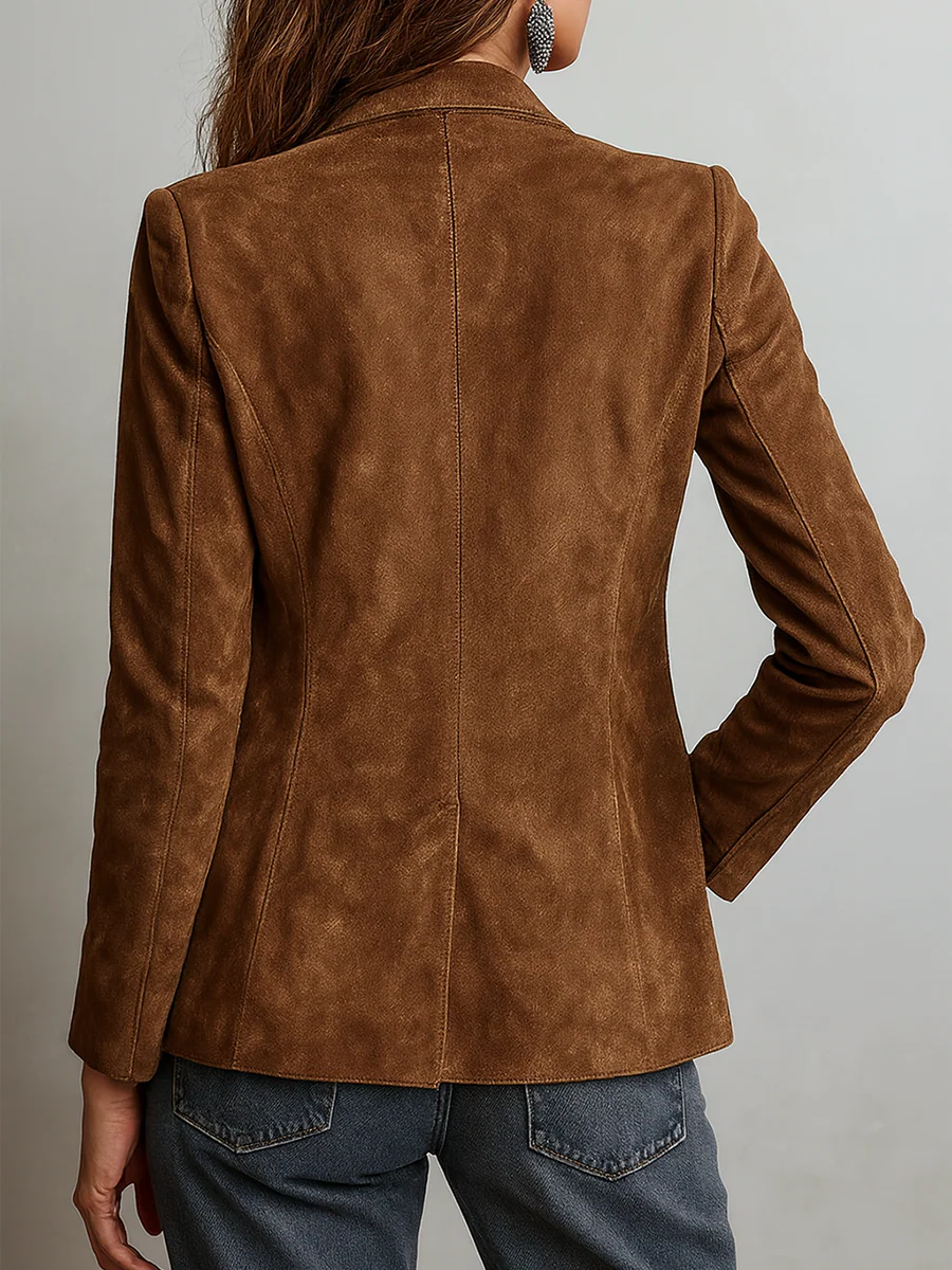 Vintage faux suede jacket with lapel collar