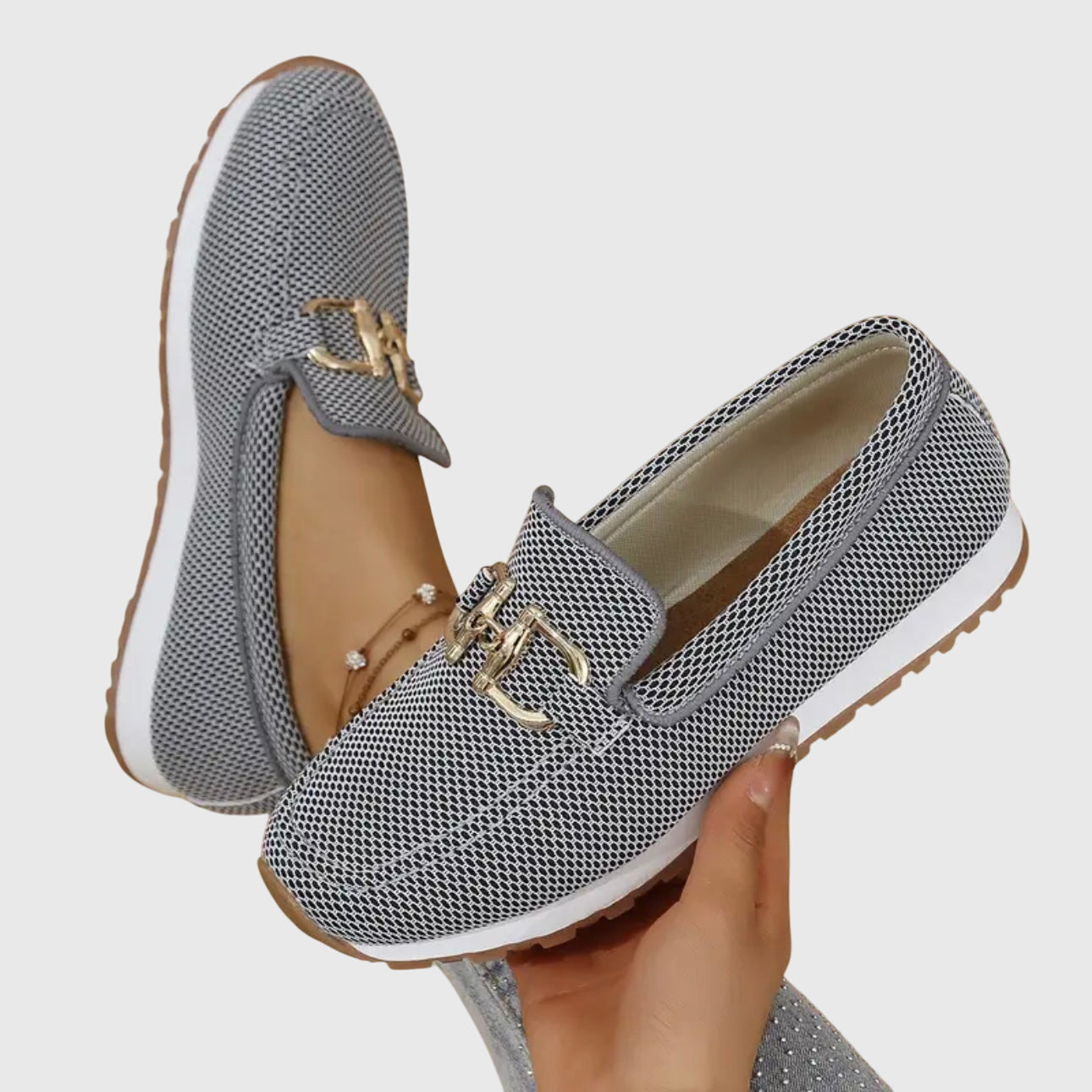 Orthopedic Slip-On Loafer Gold Horsebit Detail