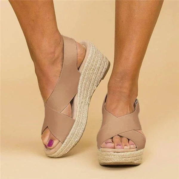 Crossover Wedge Espadrilles Sandals