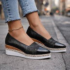 Women's glitter wedge slip on shoes easy on and off