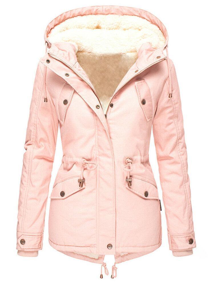Hooded lined winter jacket in pink