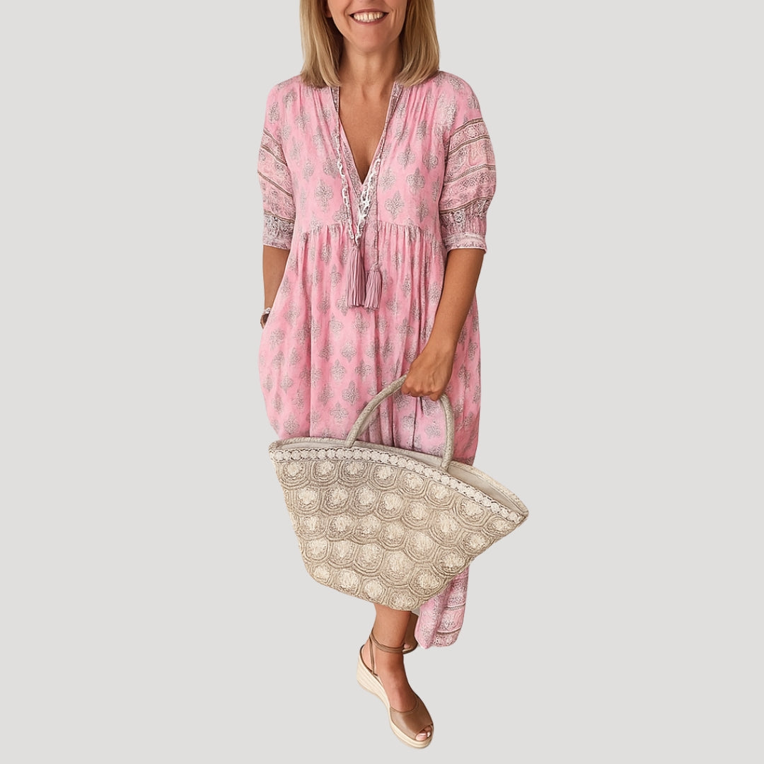 Relaxed Fit Boho Midi Dress