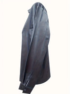 Draped neck long sleeve blouse