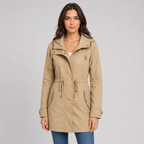 Lightweight hooded cotton blend windbreaker jacket in apricot