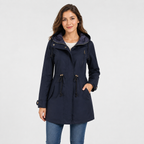 Lightweight hooded cotton blend windbreaker jacket in black